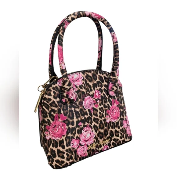 Leopard Print and Pink Floral Women's Bag - Picture 3 of 7